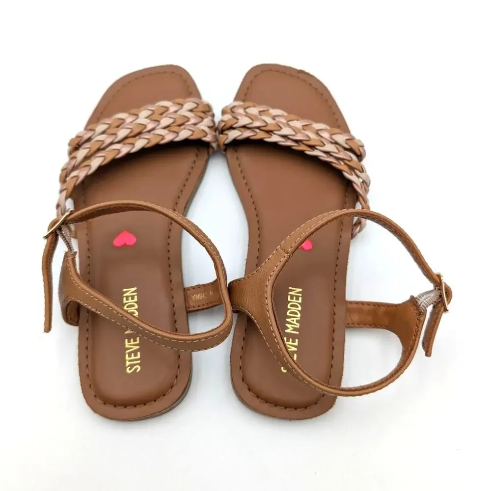 Steve Madden Jgeorjia Ankle Strap Sandals Kids' Cognac Multi Size US2 EU17